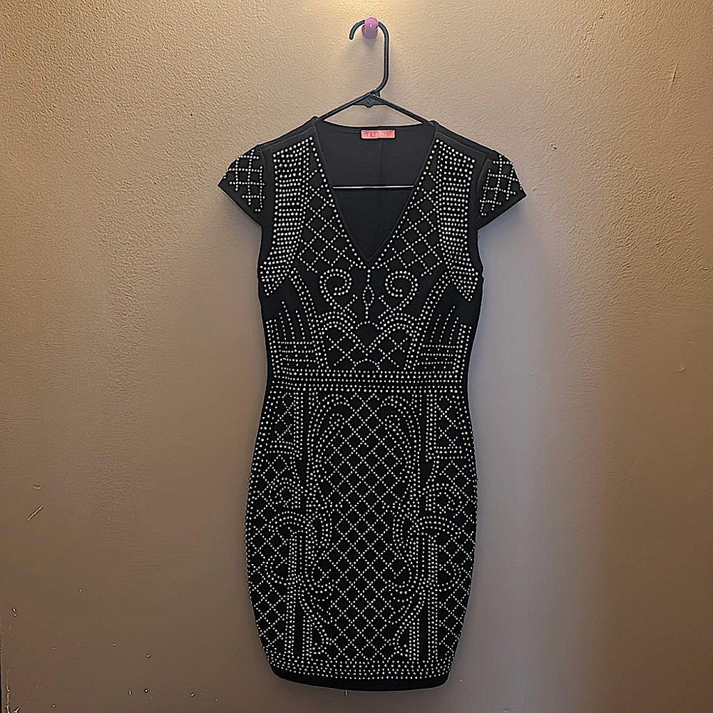 BEAUTIFUL Black and Silver Studded Dress!